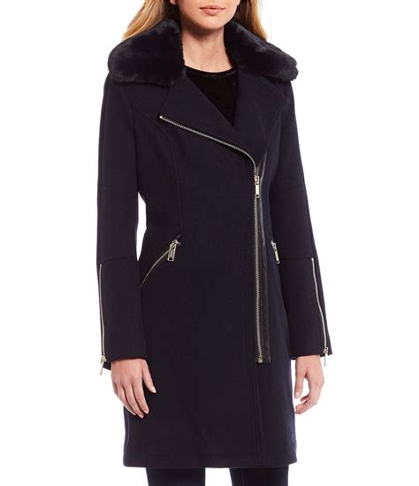 michael kors fur trimmed wool coat|michael kors ladies padded coats.